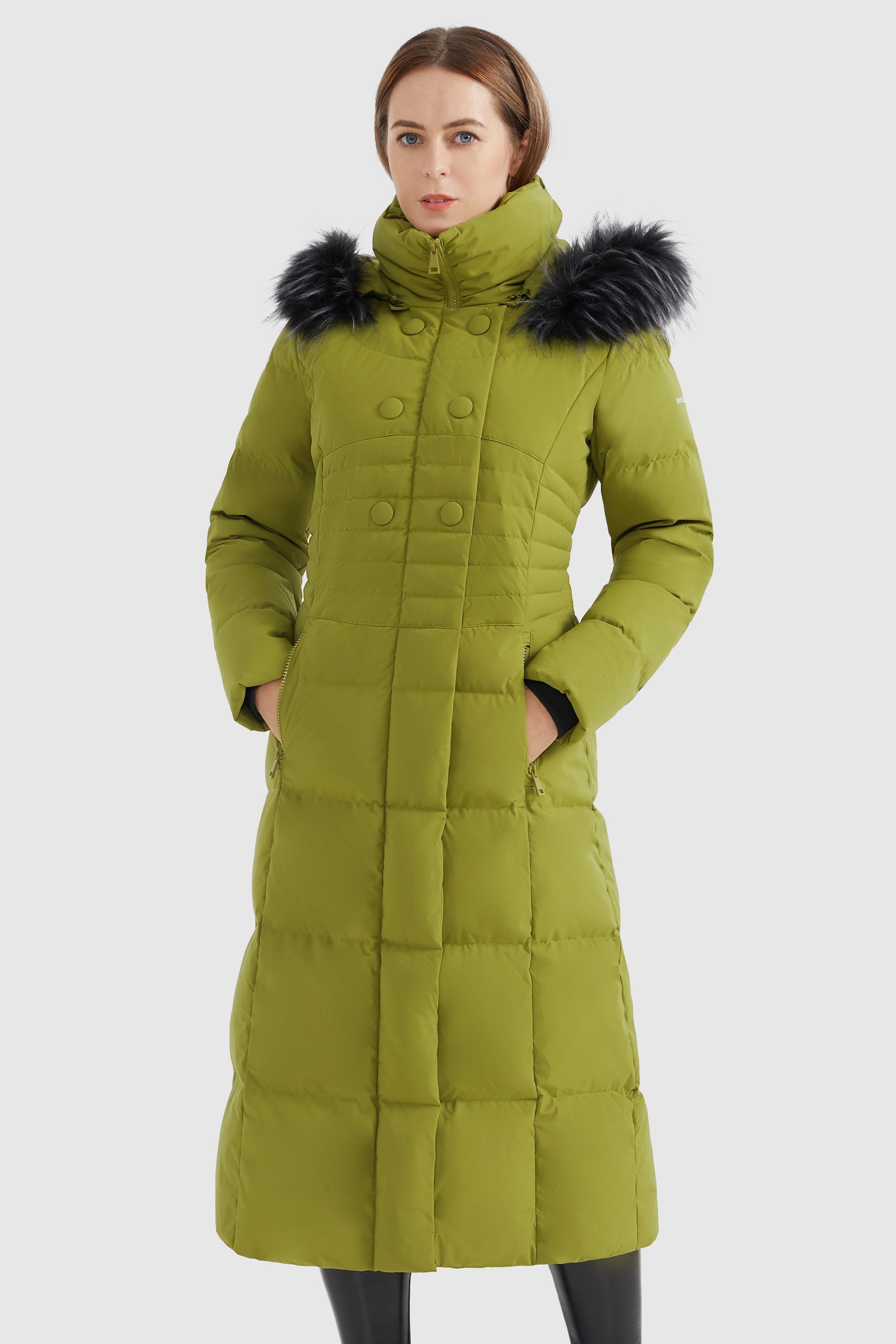 Quilted Hooded Fur Long Down Puffer Coat
