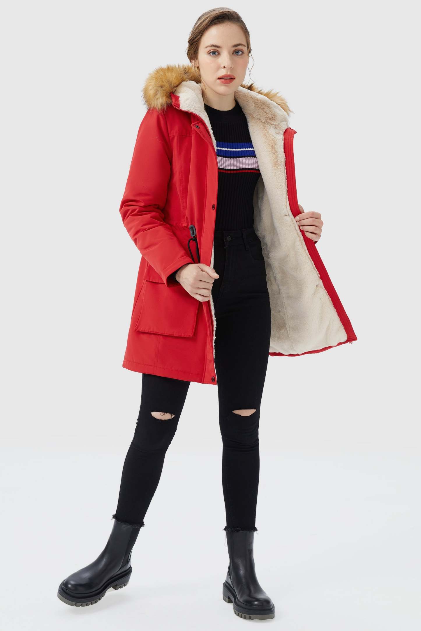 Thickened Fleece Lined Parka Jacket