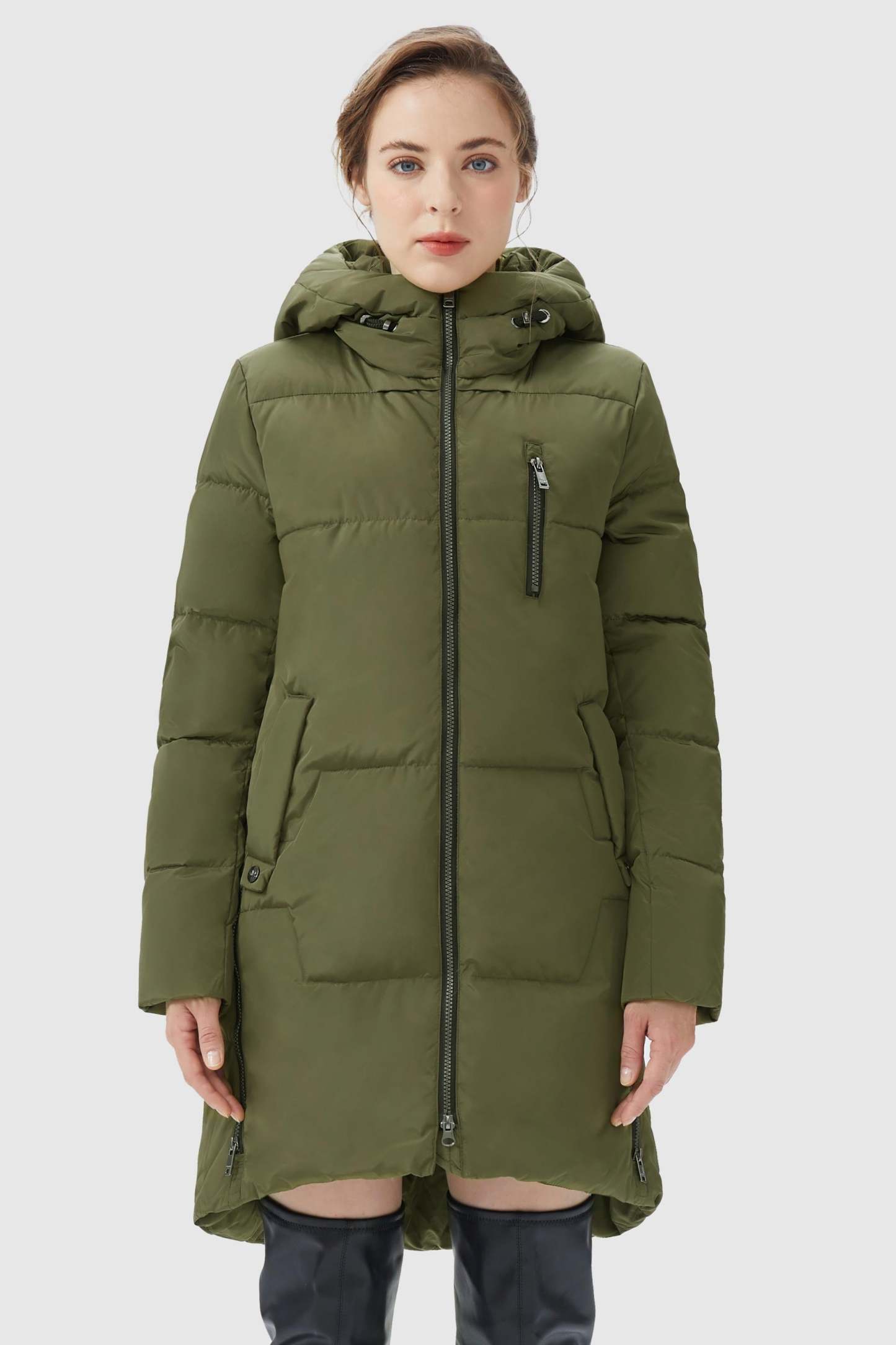 Two-Way Zipper Hooded Down Puffer Jacket