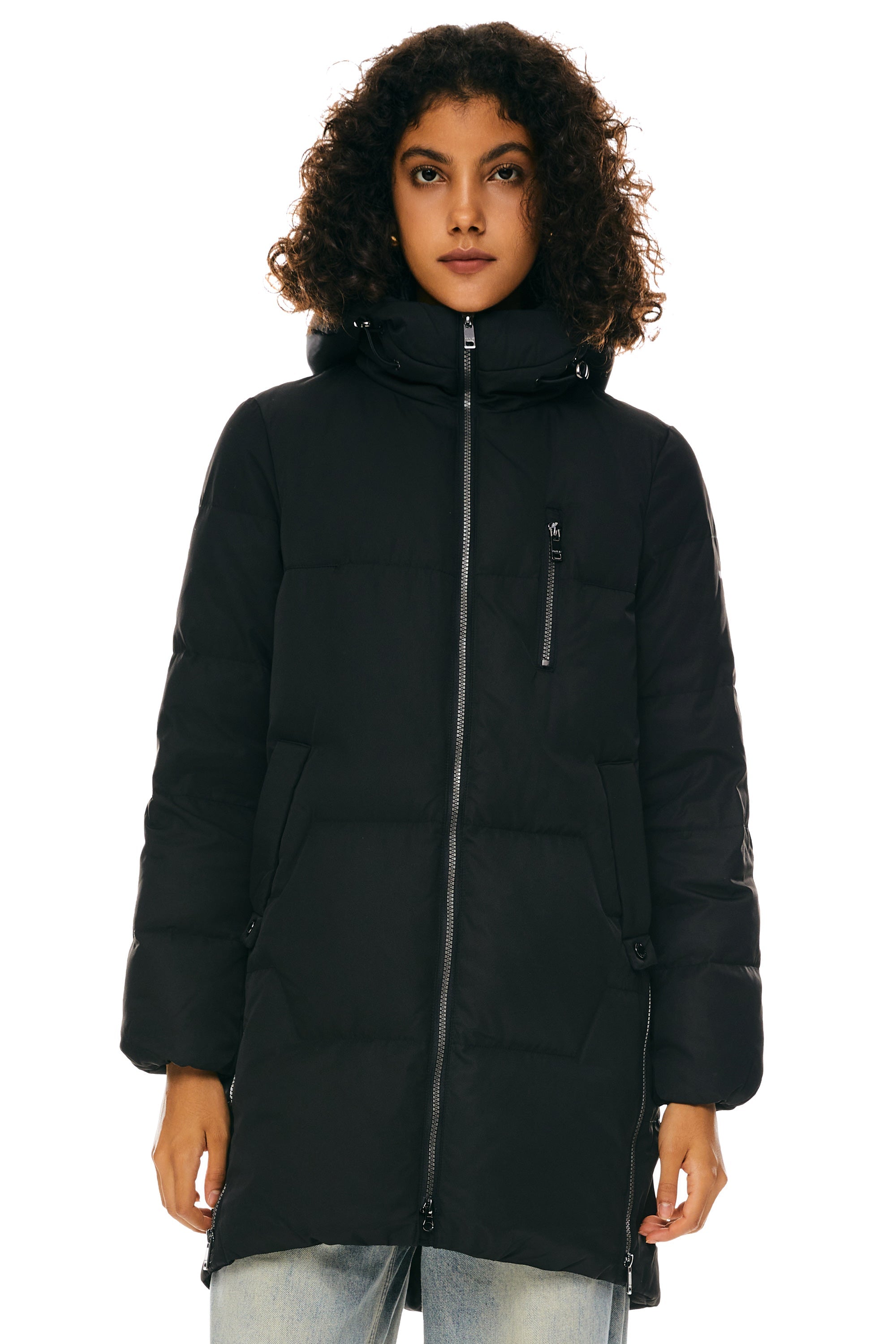 Two-Way Zipper Hooded Down Puffer Jacket