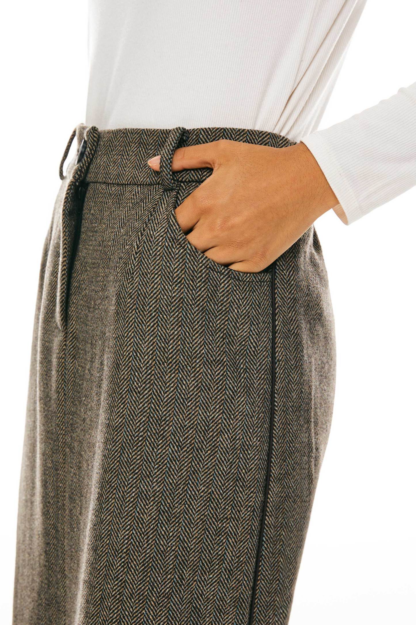 Wool Midi Office Skirt