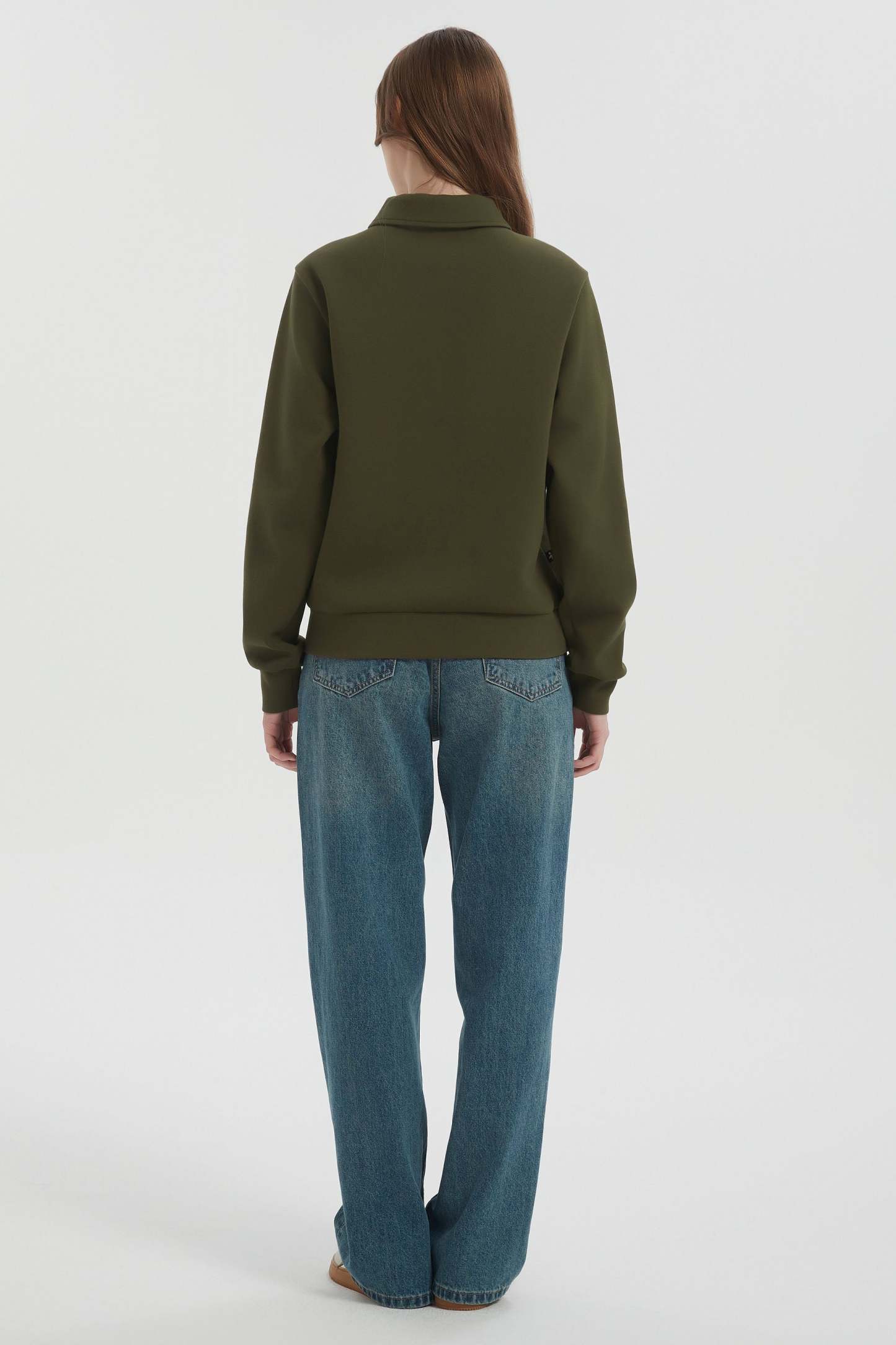 Long Sleeve Polo Sweatshirt Half Zip