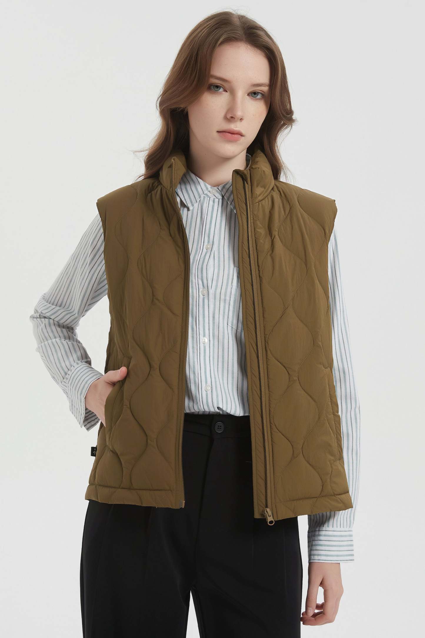 Cropped Down Puffer Vest Zip Up Lightweight