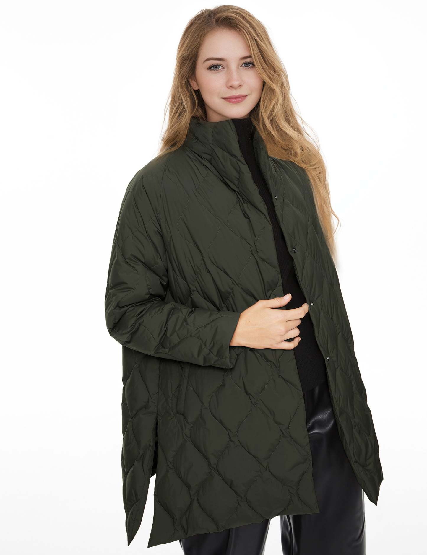 Oversized Quilted Puffer Jacket Lightweight with Pockets