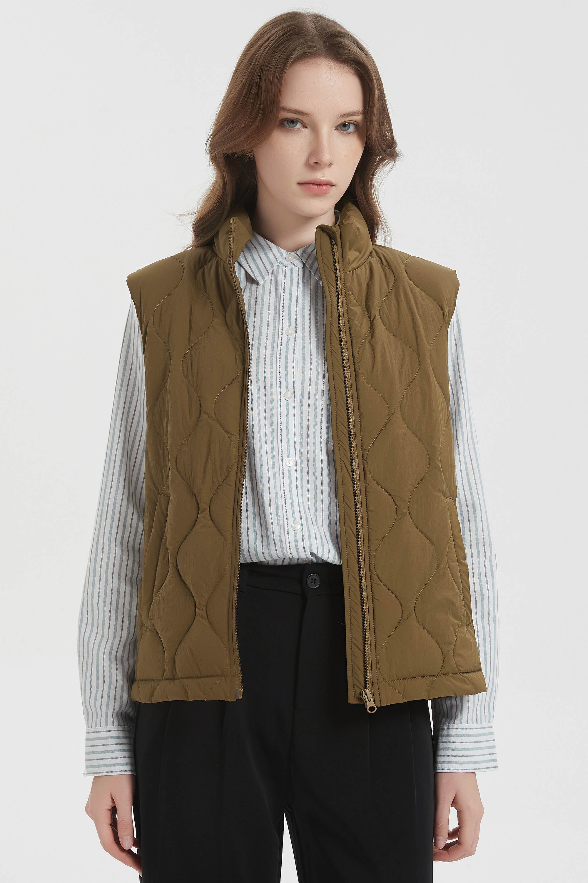 Cropped Down Puffer Vest Zip Up Lightweight