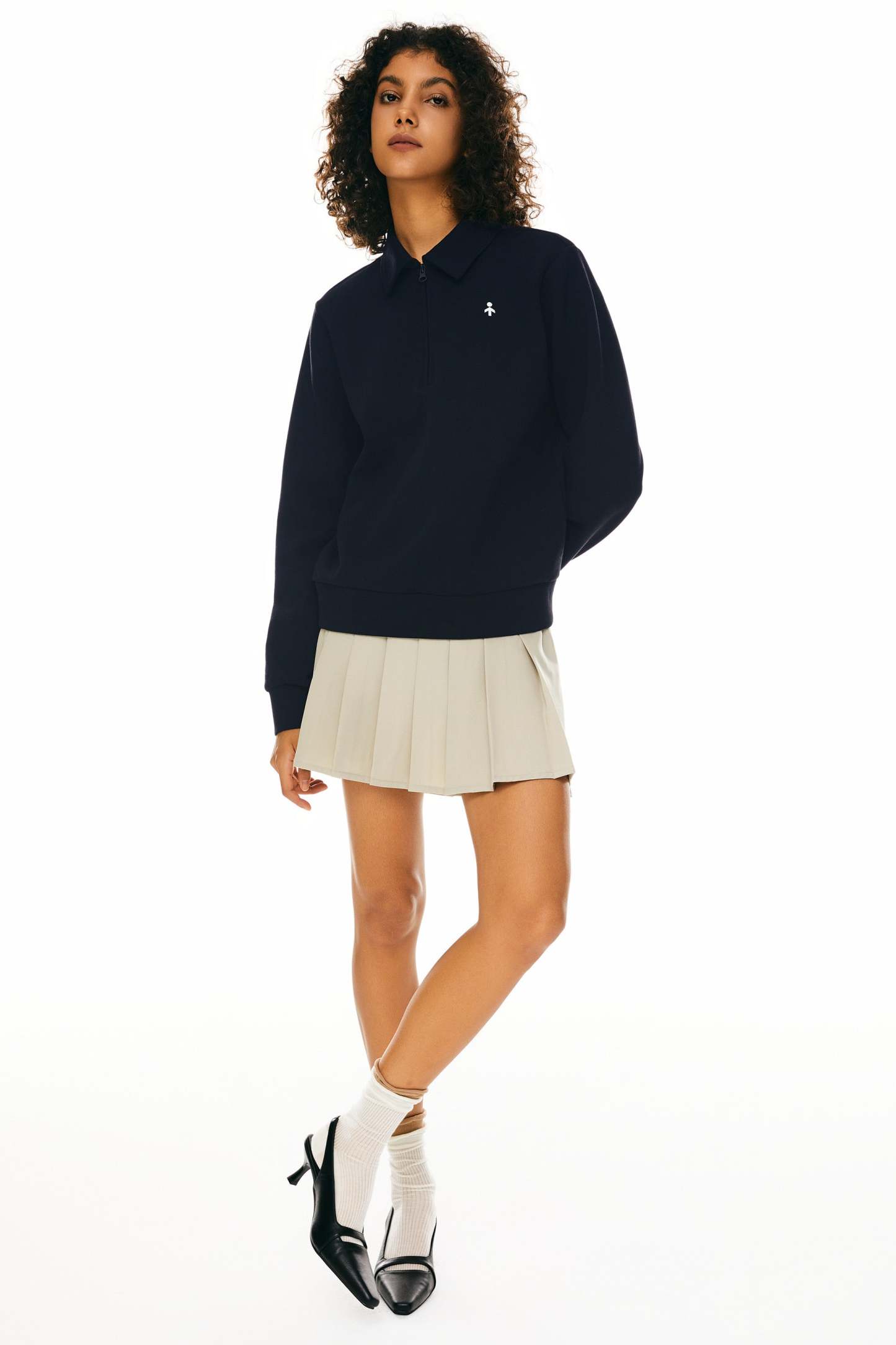 Long Sleeve Polo Sweatshirt Half Zip
