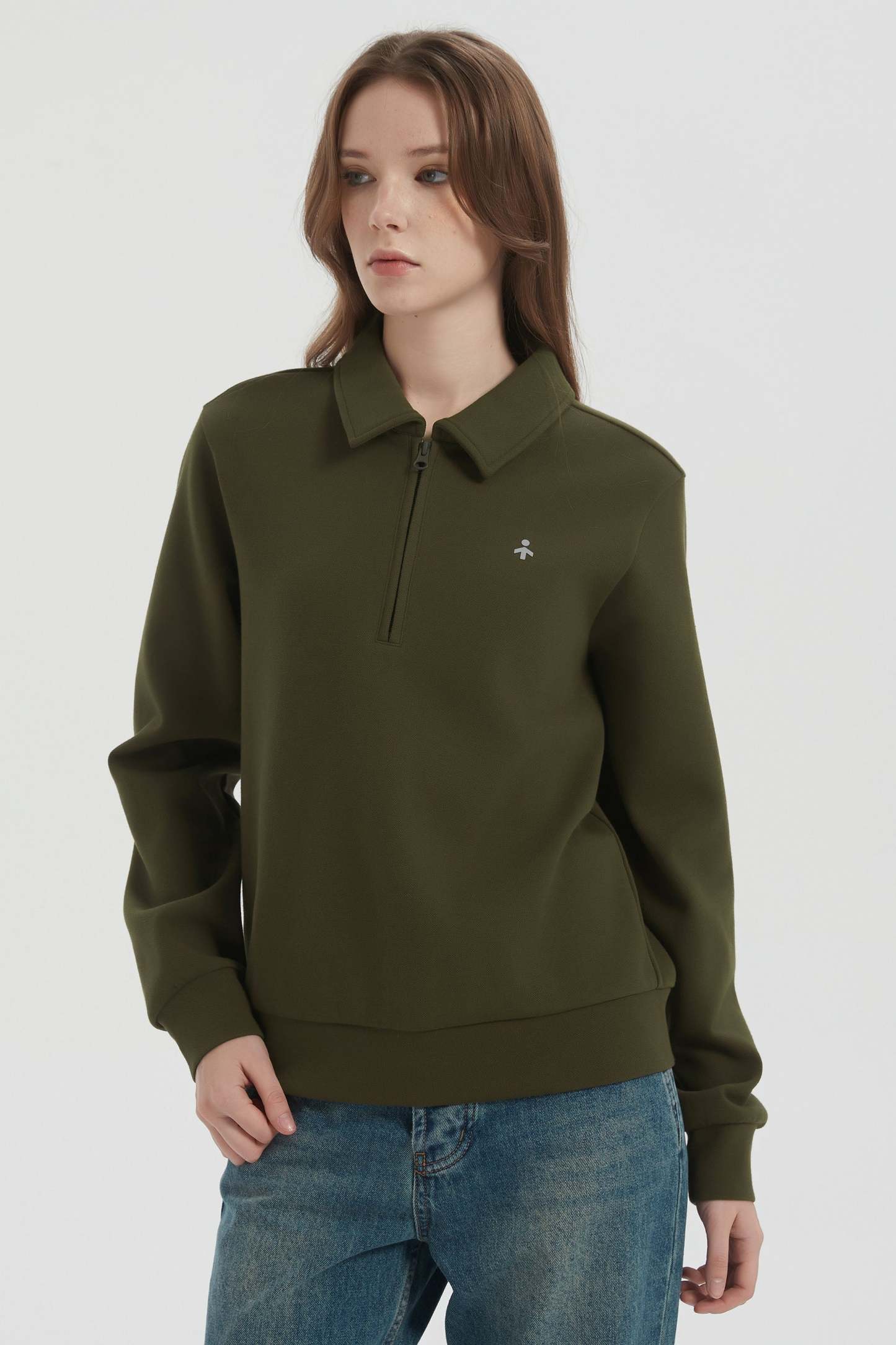 Long Sleeve Polo Sweatshirt Half Zip