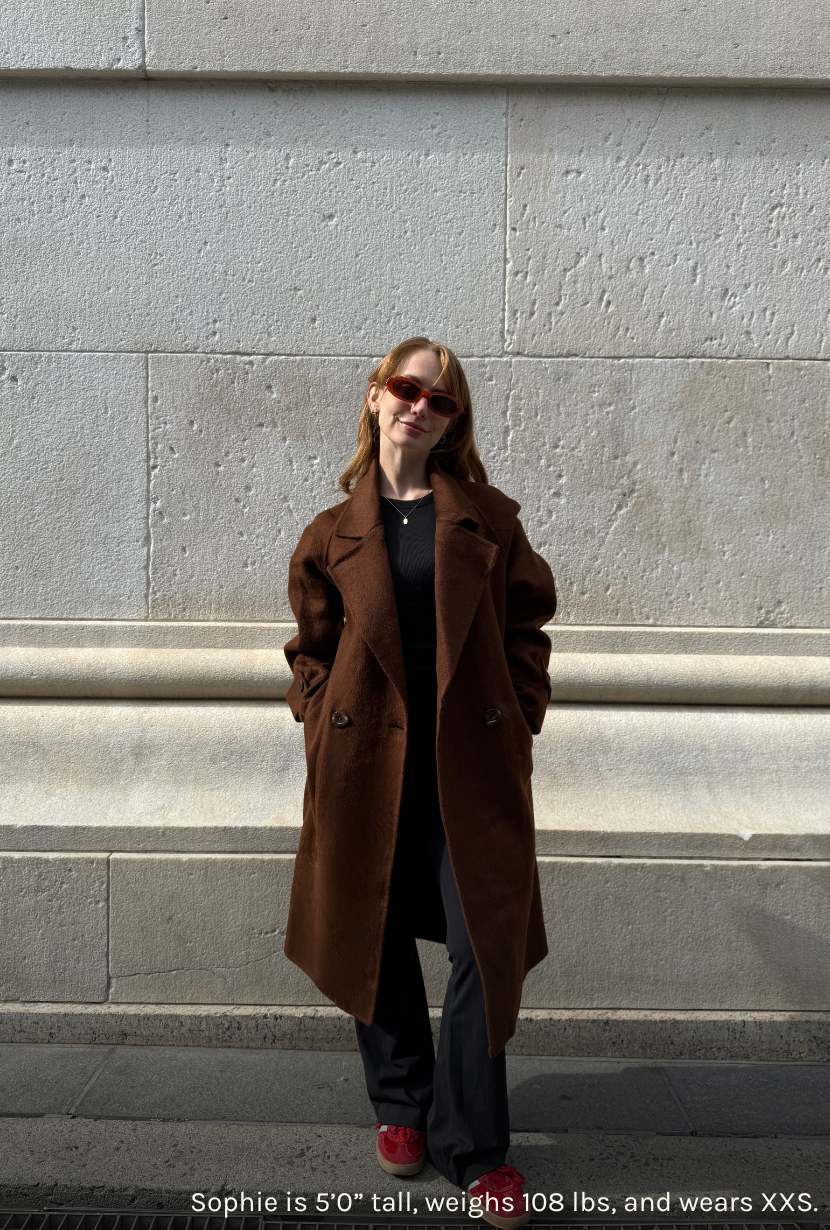 Carina Wool & Silk Scarf Coat - Chocolate