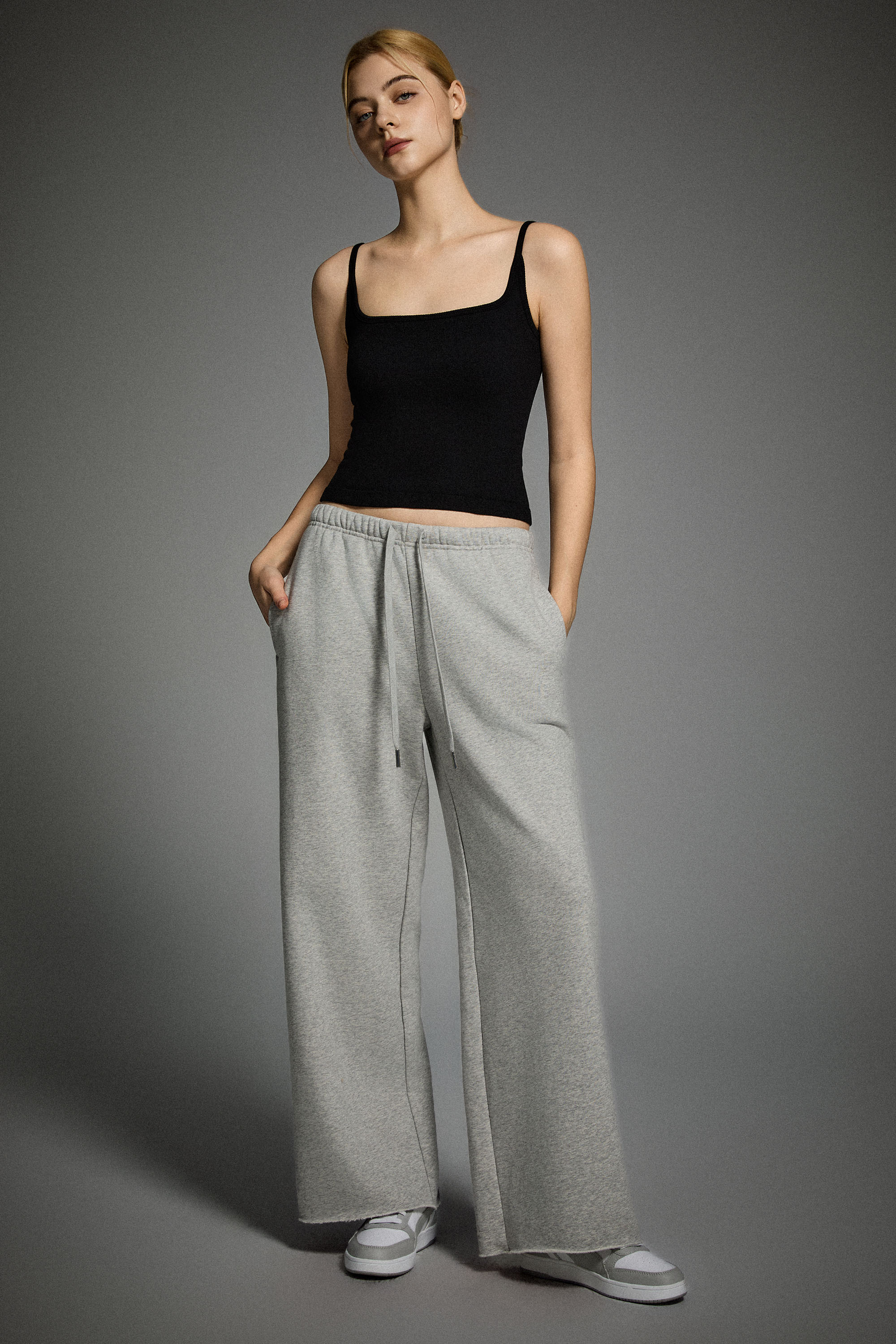 Padded Ribbed Square Neck Tank