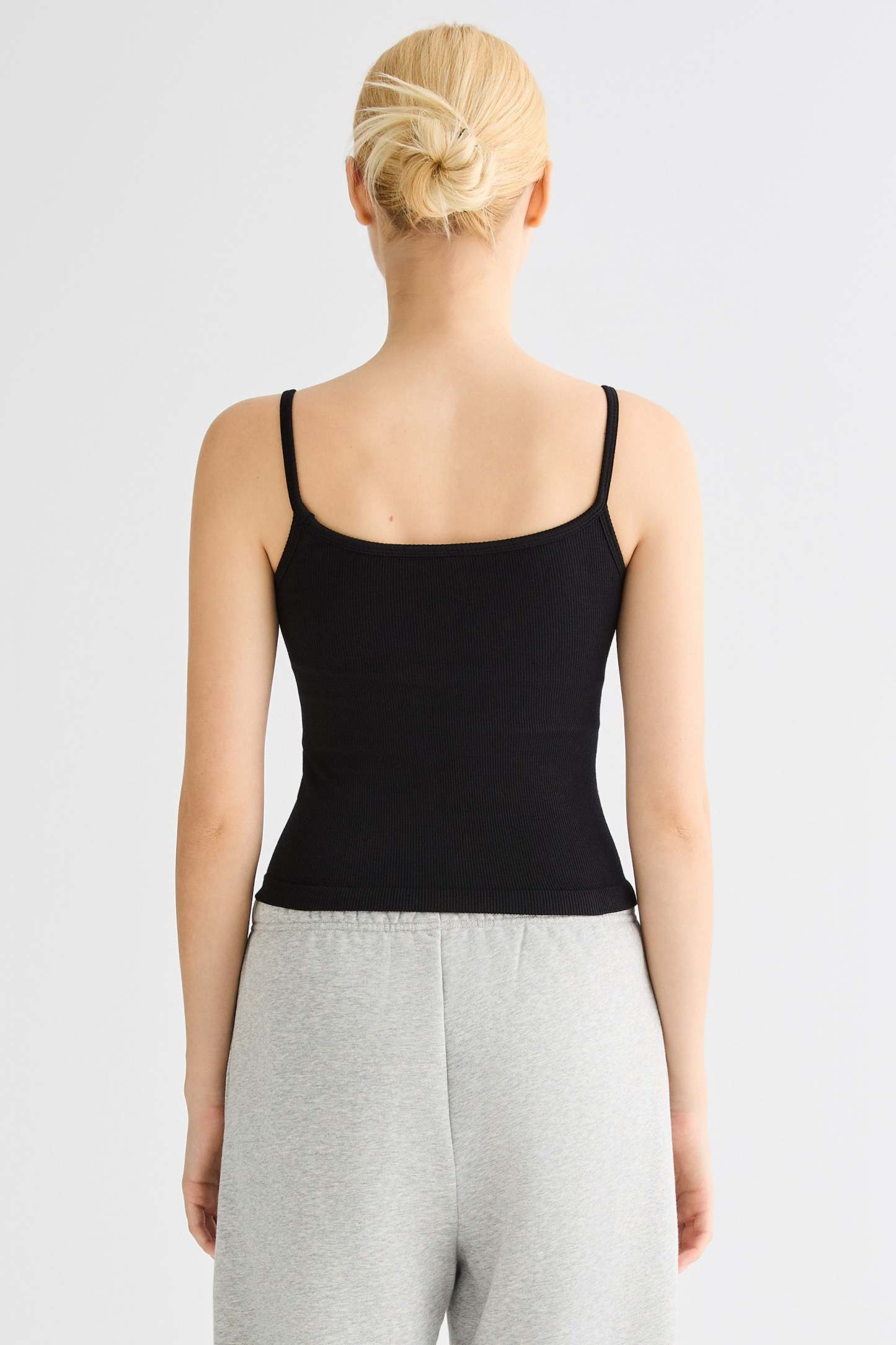 Padded Ribbed Square Neck Tank