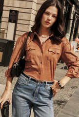 Coleen Suede Shirt - Brown