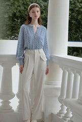 Paisley Mohair Sweater - Dusty Blue