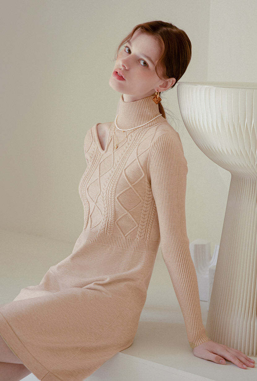 Saffron Knit Dress - Latte