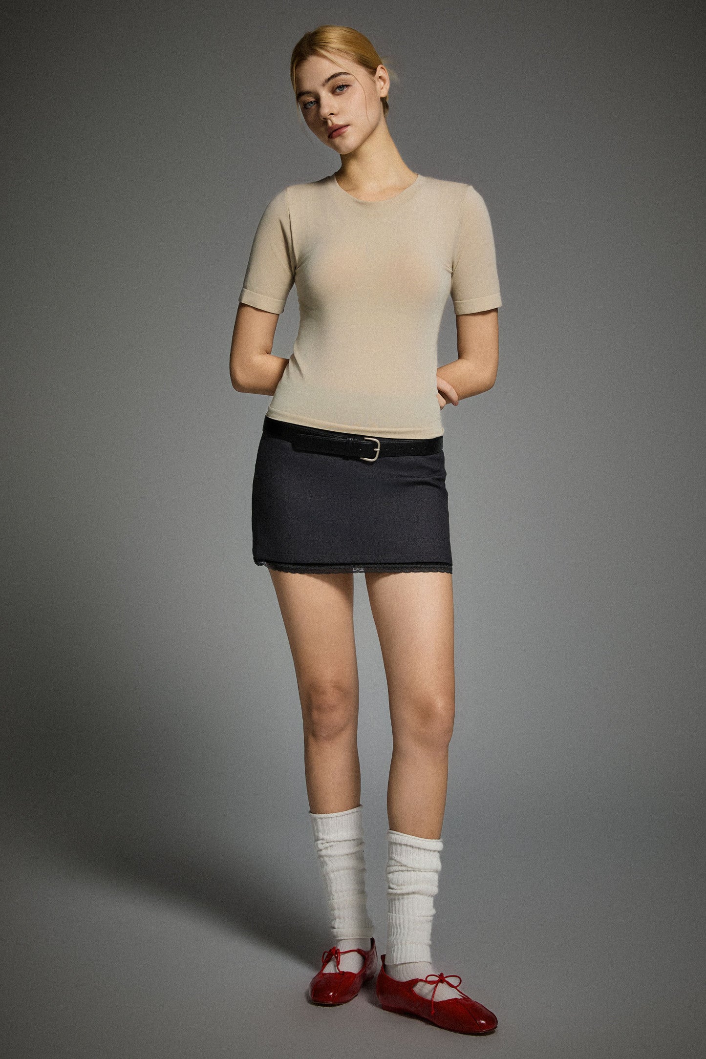 Short-Sleeve Padded Knit Crew T-Shirt