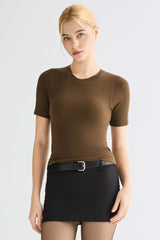 Short-Sleeve Padded Knit Crew T-Shirt