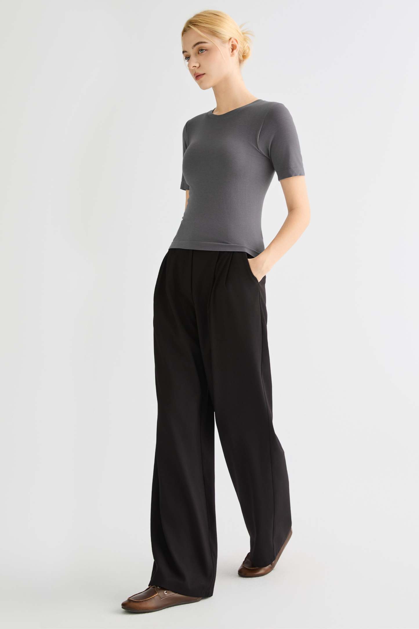 Short-Sleeve Padded Knit Crew T-Shirt