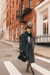 Carina Wool & Silk Scarf Coat - Charcoal