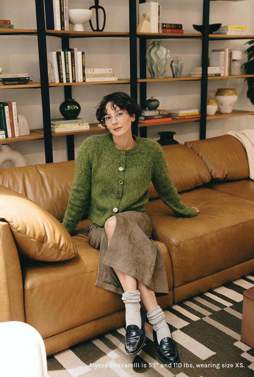 Brayden Alpaca Cardigan - Olive Green