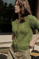 Brayden Alpaca Cardigan - Olive Green