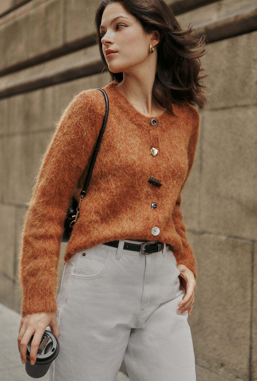 Brayden Alpaca Cardigan - Ginger