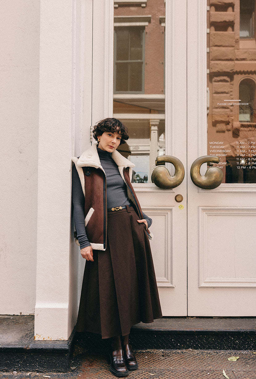 Camilla Shearling Vest Jacket - Chocolate