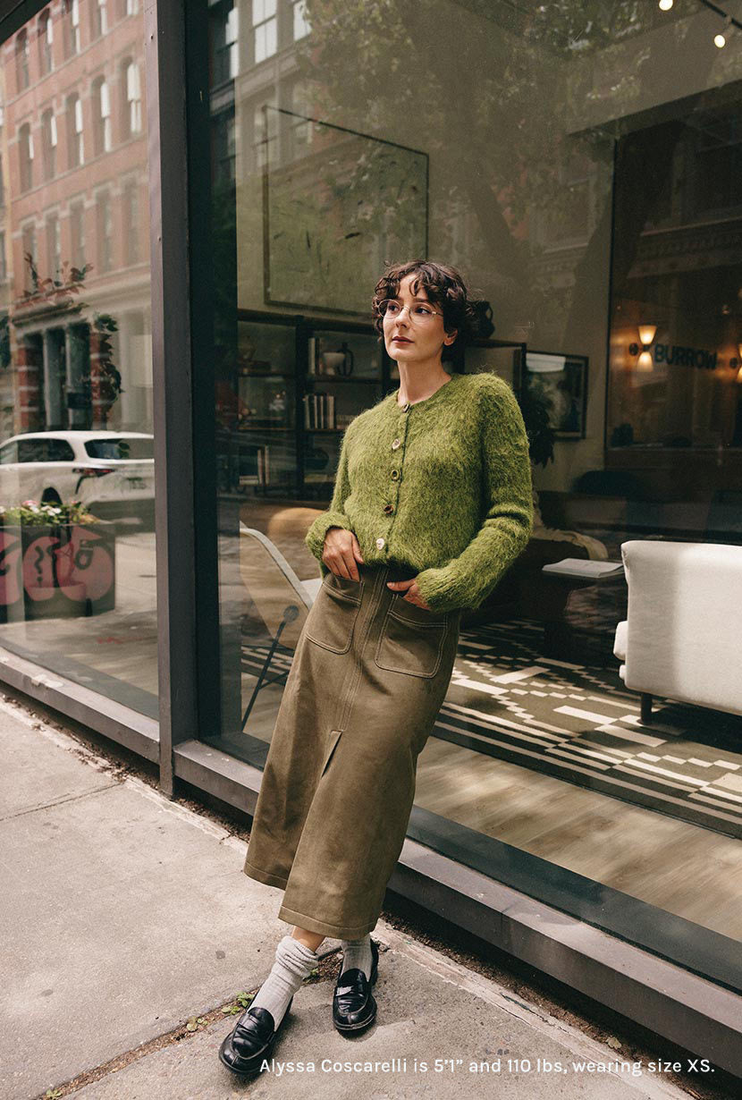 Debbie Suede Pencil Skirt - Kahki Green