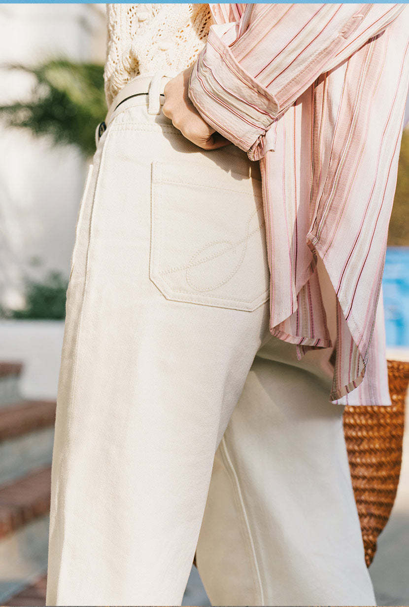 Odilia Mid Rise Straight Leg Jeans - Cream