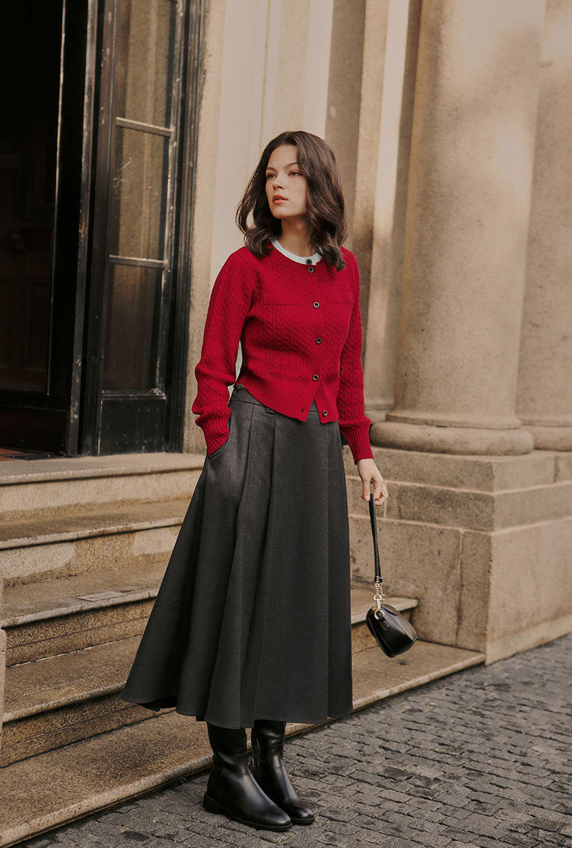 Blake Wool Blend Skirt - Grey