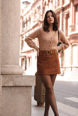 Ashton Mini Suede Skirt - Caramel