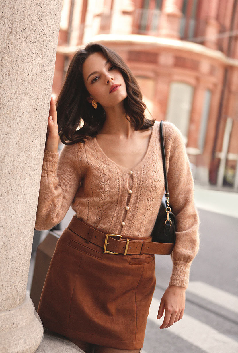 Ashton Mini Suede Skirt - Caramel