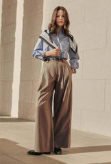 Carlo Wool Blend Wide Pants - Camel