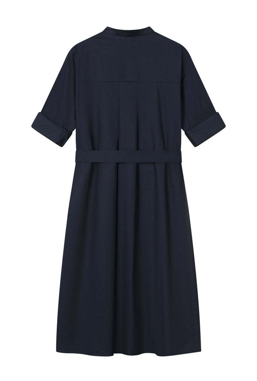 Miles Cotton Midi Dress - Navy