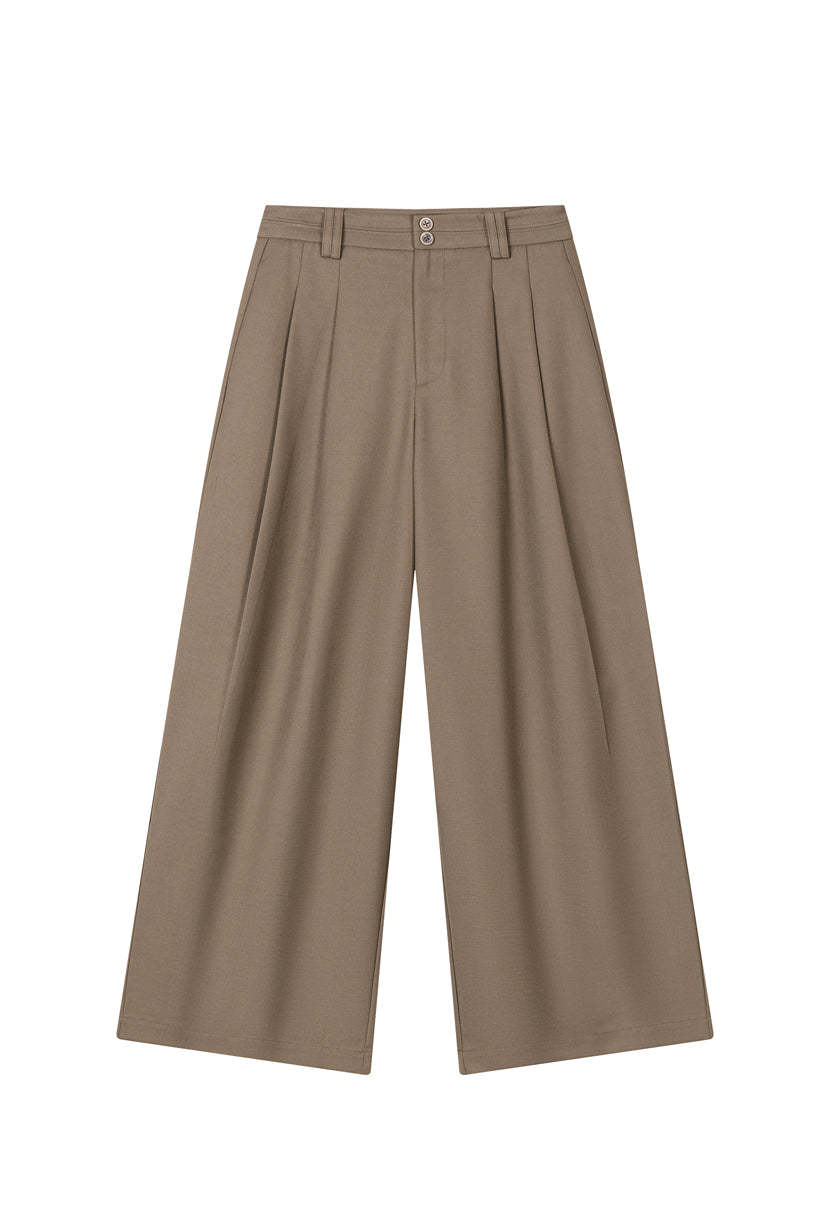 Carlo Wool Blend Wide Pants - Camel