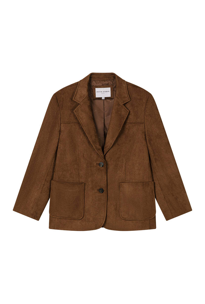 Dominique Oversized Suede Blazer - Caramel