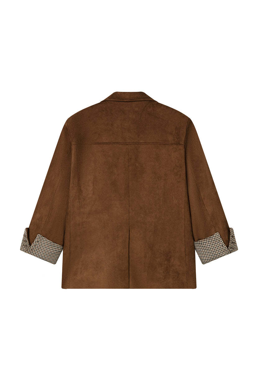 Dominique Oversized Suede Blazer - Caramel