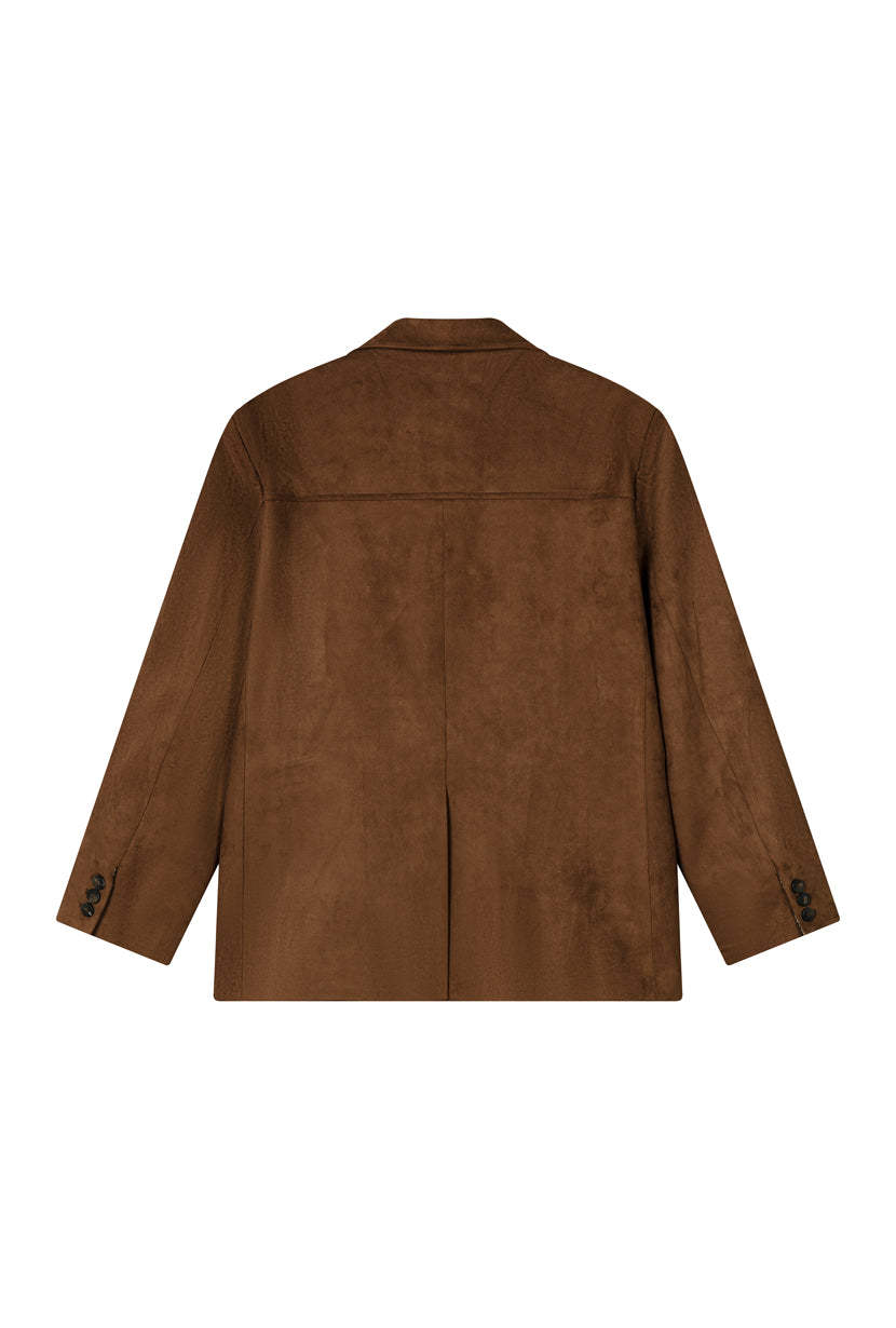 Dominique Oversized Suede Blazer - Caramel