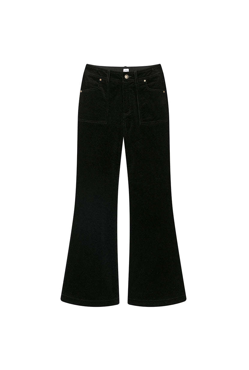 Cody Corduroy Flared Pants - Black