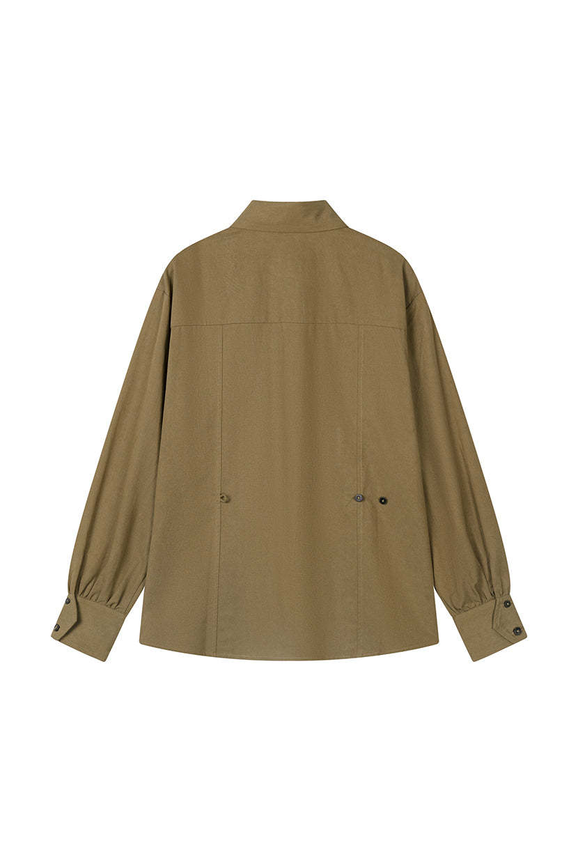 Brenda Cotton Blend Shirt - Olive Brown