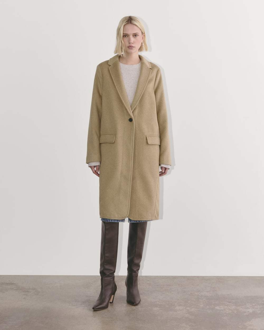 The Topcoat in Wool | Dark Heathered Camel