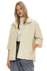 Down Puffer Jacket Three-quarter Sleeves Lightweight Oversized