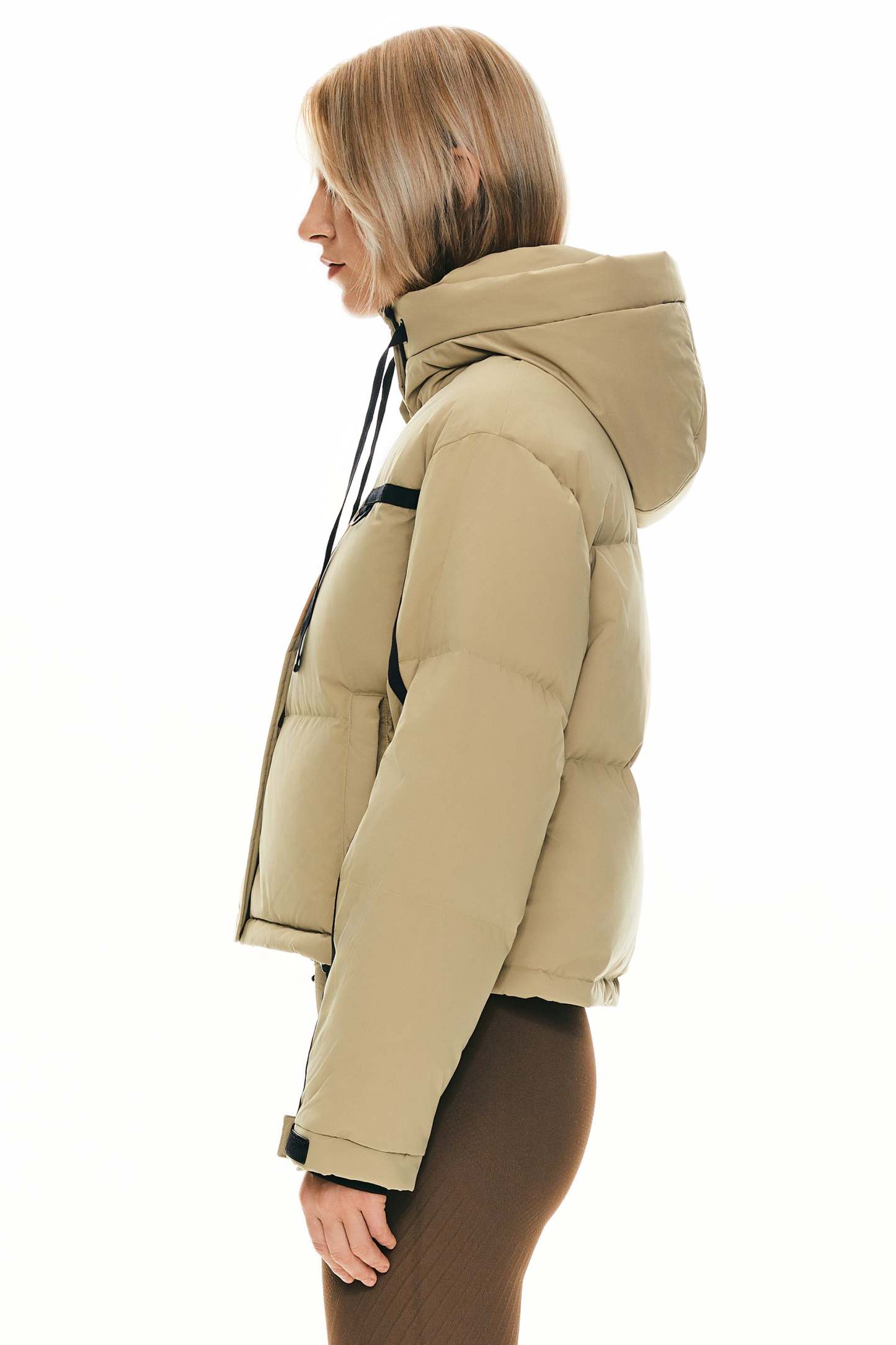 Winter Quilted Hooded Cropped Down Puffer Jacket