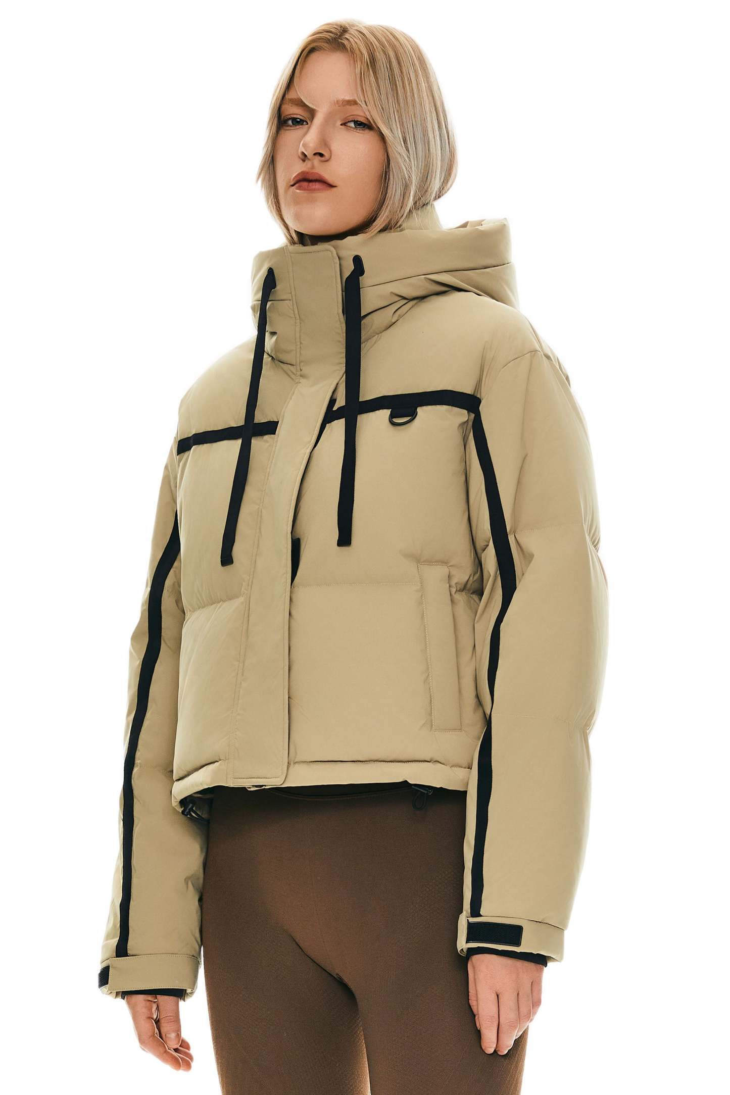 Winter Quilted Hooded Cropped Down Puffer Jacket
