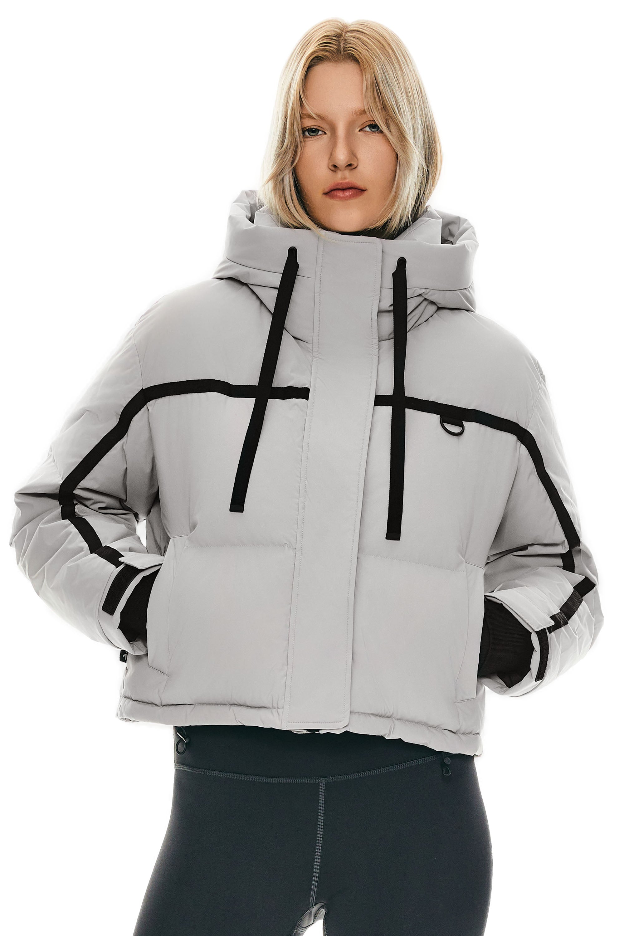 Winter Quilted Hooded Cropped Down Puffer Jacket